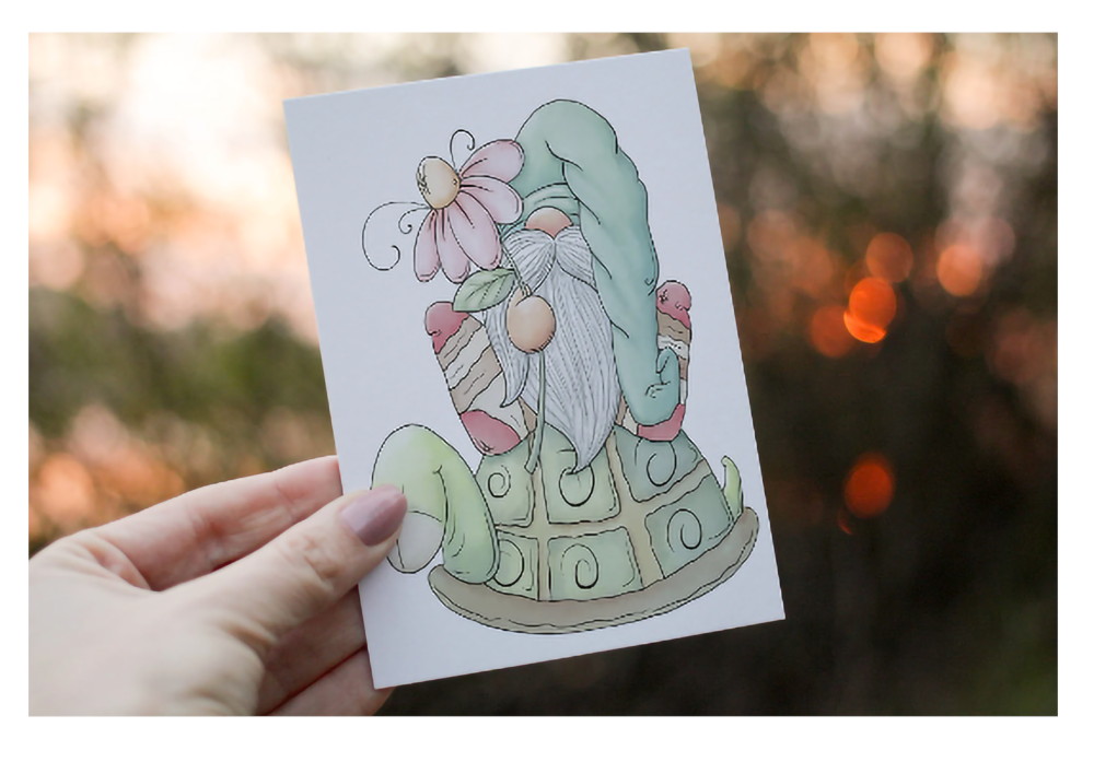 Gnome & Tortoise Birthday Card, Gonk Birthday Card